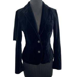 Ralph Lauren Sport Women's Black Cotton Velvet Two-Button Blazer Jacket 6 FLAW
